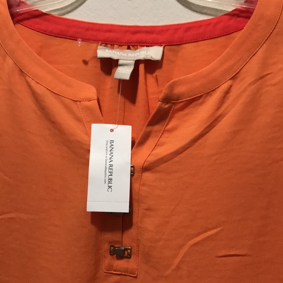 NWT Banana Republic Top size S Orange Pumpkin Metal Claps - Picture 2 of 4